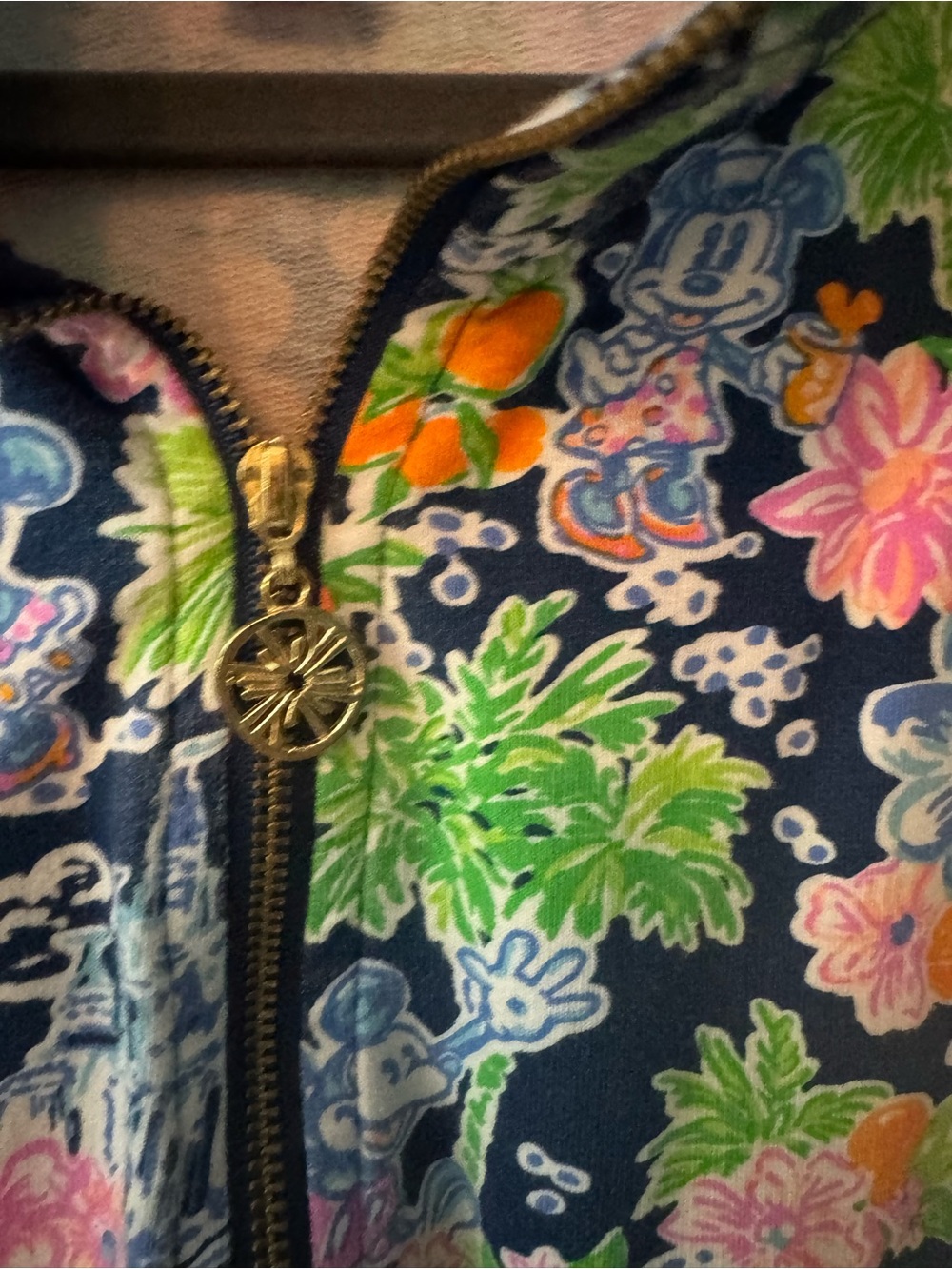 Lilly Pulitzer x Disney Navy Floral Half-Zip Long Sleeve Top - Picture 3 of 6